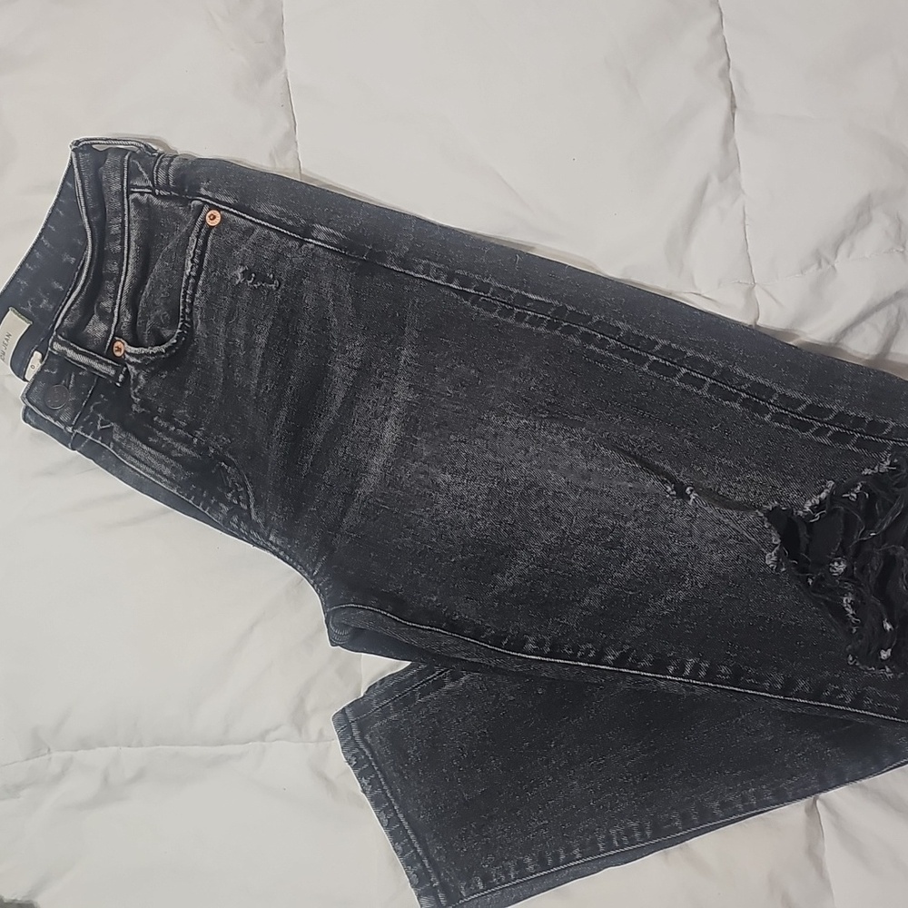 Women's Premium AE77 Washed Black Mom Jeans